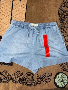 Cloth & Stone Light Wash Denim Drawstring Shorts Medium